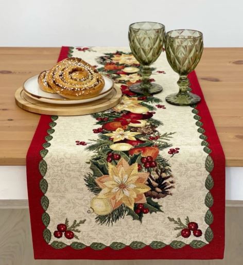 Скатерть прямоугольная декоративная POINSETTIA 44*140 см