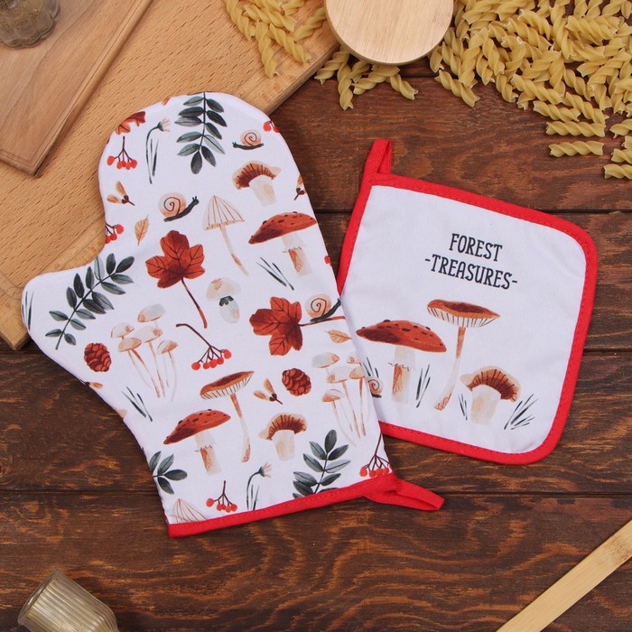 Комплект рукавица/прихватка FUNGUS: купить за 590 руб  Комплект рукавица/прихватка FUNGUS