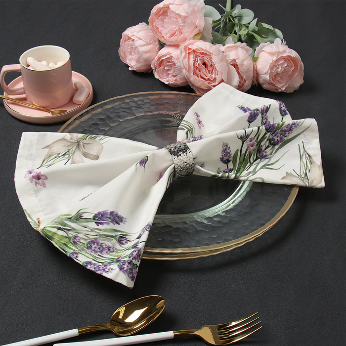 Комплект сервировочных салфеток, кольца Lavender 4 шт