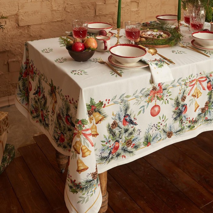 Скатерть Сhristmas bells 150*180 см: купить за 2990 руб  Скатерть Сhristmas bells 150*180 см