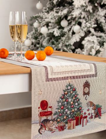 Скатерть прямоугольная декоративная KITTENS FIREPLACE 44*140 см