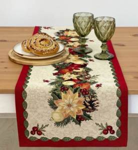 Скатерть прямоугольная декоративная POINSETTIA 44*140 см