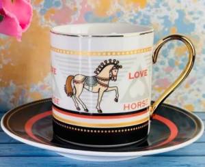 Чашка с блюдцем HORSES: купить за 750 руб  Чашка с блюдцем HORSES